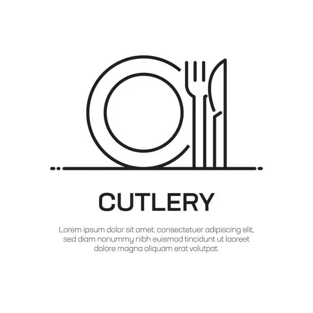 Vector illustration of Cutlery Vector Line Icon - Simple Thin Line Icon, Premium Quality Design Element