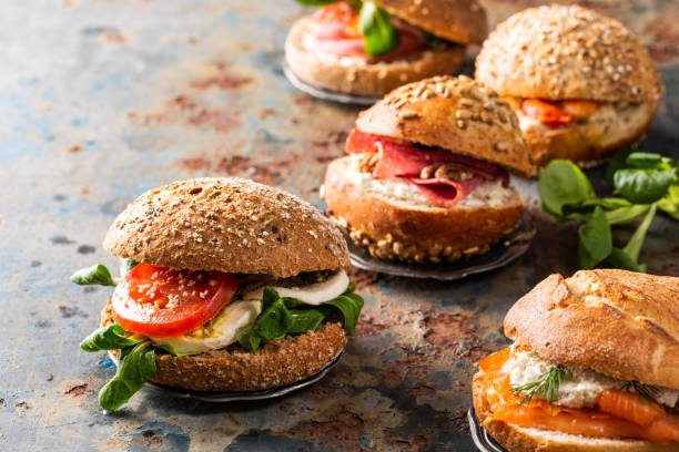 istock Italian Caprese sandwiches with fresh tomatoes, mozzarella cheese 1149276599