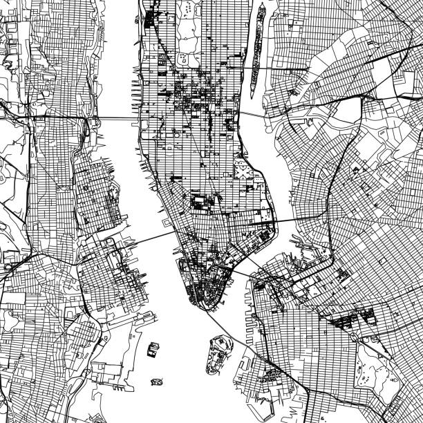 ilustrações, clipart, desenhos animados e ícones de mapa do vetor de new york city - manhattan