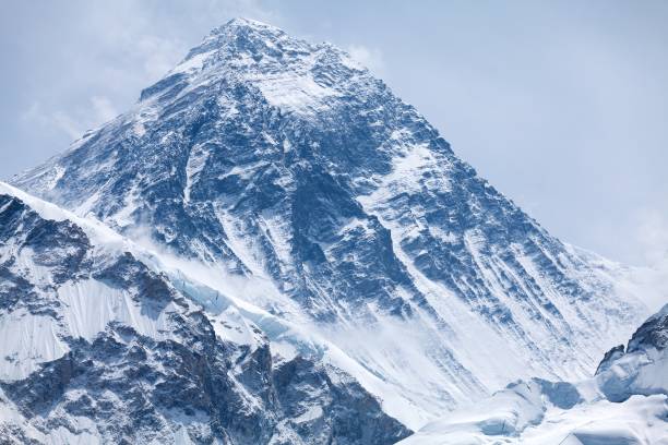 Summit of mt. Everest from Kala Patthar, Solu Khumbu, Nepal stock photo