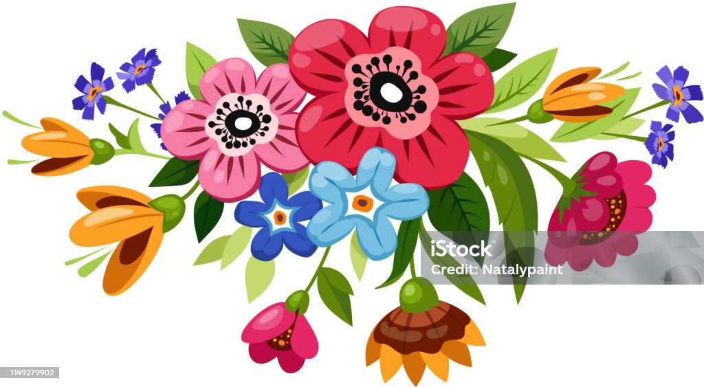 Buoquet of vector flowers. Buoquet of vector flowers. Decoration for greeting card, invitation, birthday card. Design for t-shirt Art stock vector