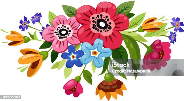 Buoquet Of Vector Flowers Stock Illustration - Download Image Now - Art, Beauty, Blossom