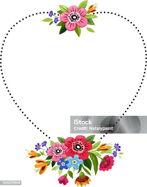 Round Flower Frame For Invitation Tshirt Design Stock Illustration