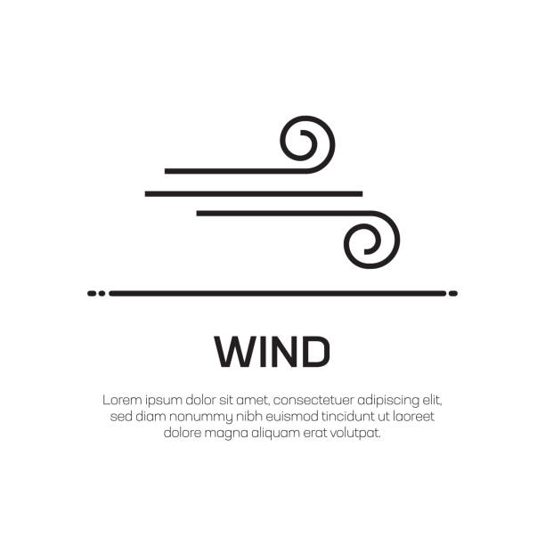 ilustraciones, imágenes clip art, dibujos animados e iconos de stock de icono de línea de vector de viento-icono de línea delgada simple, elemento de diseño de calidad premium - air quality