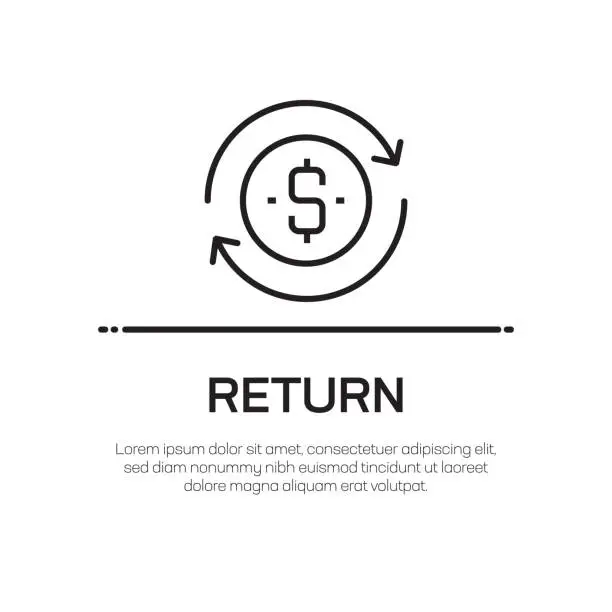 Vector illustration of Return Vector Line Icon - Simple Thin Line Icon, Premium Quality Design Element