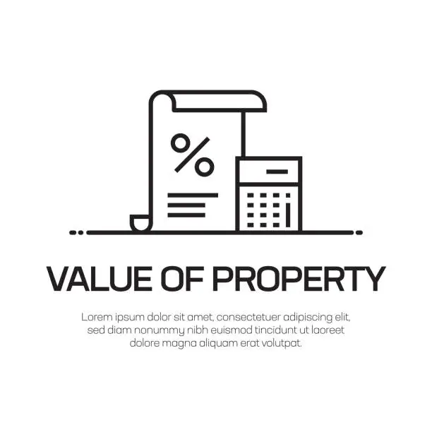 Vector illustration of Value Of Property Vector Line Icon - Simple Thin Line Icon, Premium Quality Design Element
