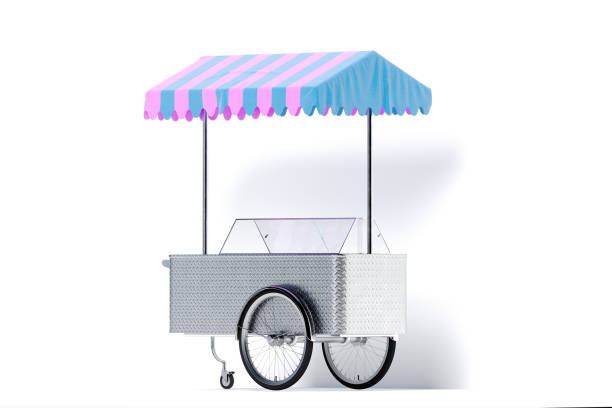 istock Multicolored ice cream cart isolated on white background. 3d rendering. 1149281647