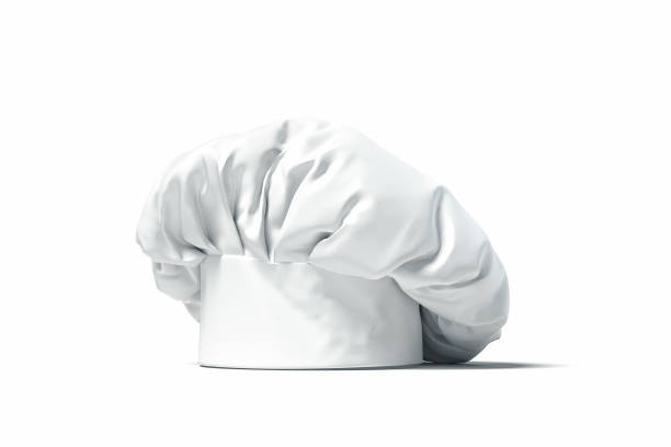White cook hat or toque isolated on light background. 3d rendering. stock photo