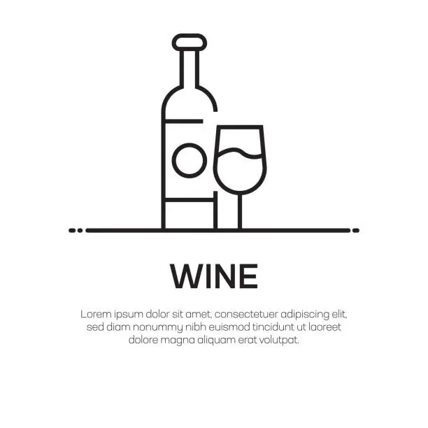 Vector illustration of Wine Vector Line Icon - Simple Thin Line Icon, Premium Quality Design Element