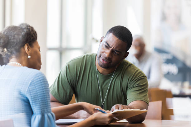 istock African American soldier questions loan terms 1149285489