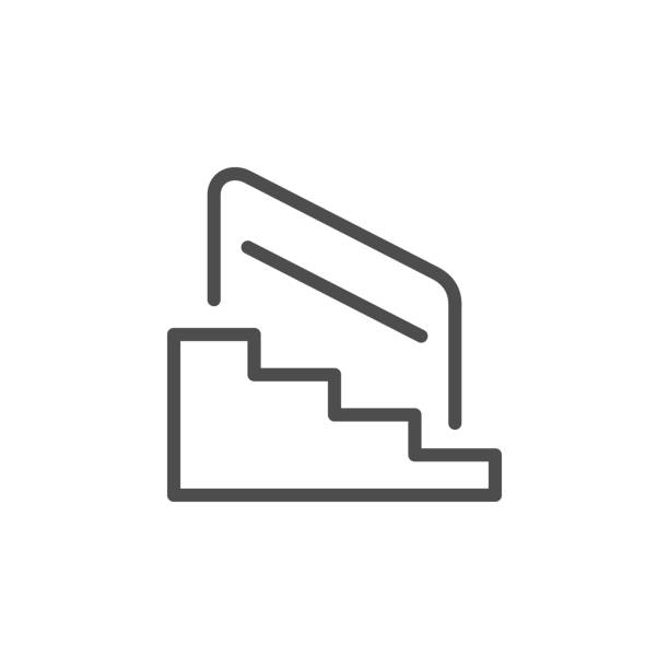 treppen und geländes - stair rail stock-grafiken, -clipart, -cartoons und -symbole
