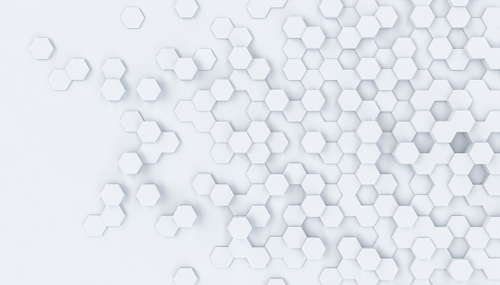 white3d render background of geometric hexagon shapes modern background