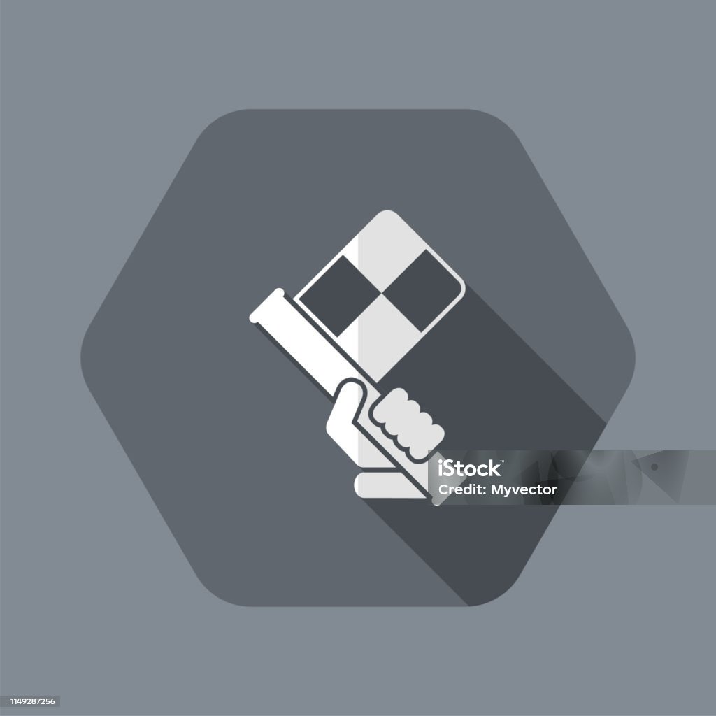 Flag race Flat and isolated vector illustration icon with minimal modern design and long shadow Arrival stock vector