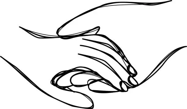 Vector illustration of Relationship Hand holding Illustration