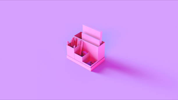 istock Pink Desk Tidy with Pens Tape and Notepads 1149291798