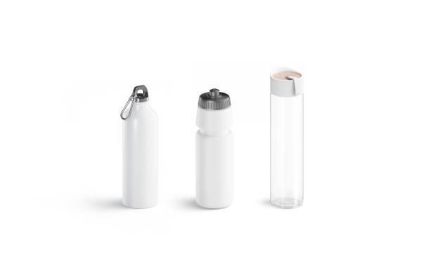 istock Blank white glass sport bottle mockup, isolated, side view 1149291891