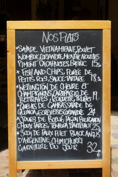 istock French sidewalk cafe restaurant menu on blackboard 1149294966