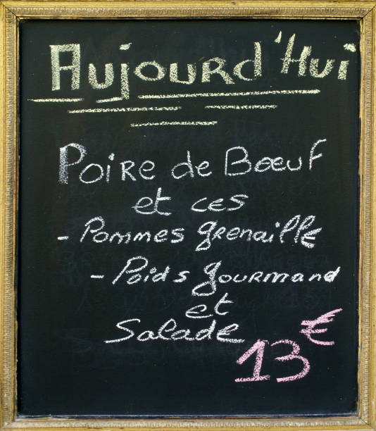 istock Menu blacboard outside a French restaurant. 1149294969