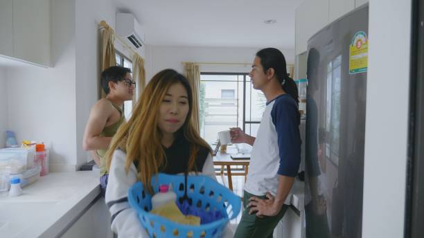 istock Young millennial working together in the apartment 1149295060
