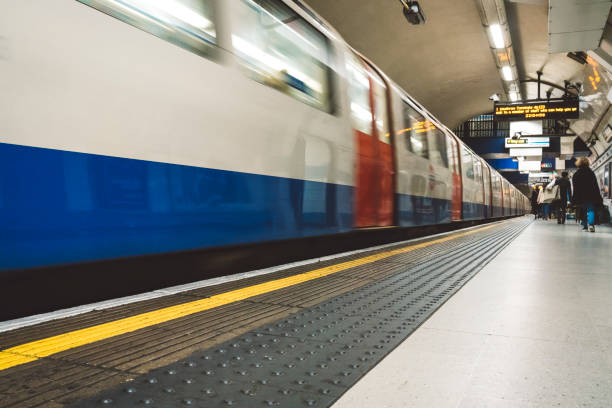 istock Metro train stopping at the station 1149296663