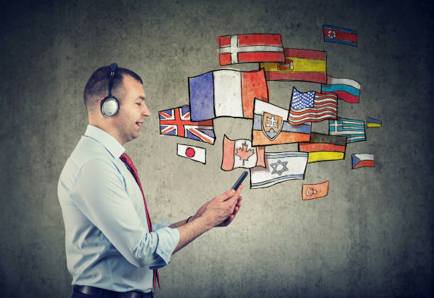 istock Young man in headphones learning different languages 1149296688