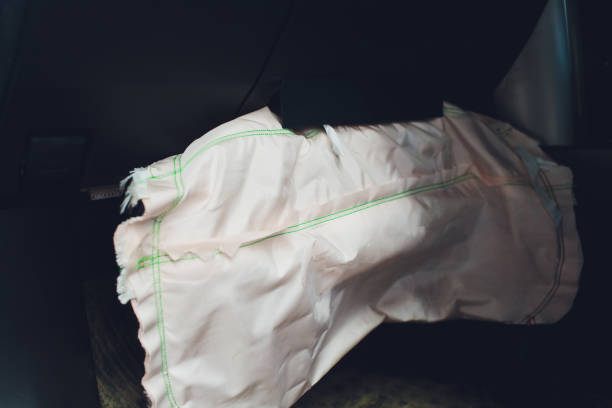 istock Car Crash air bag, blue, inscription airbag. 1149297723