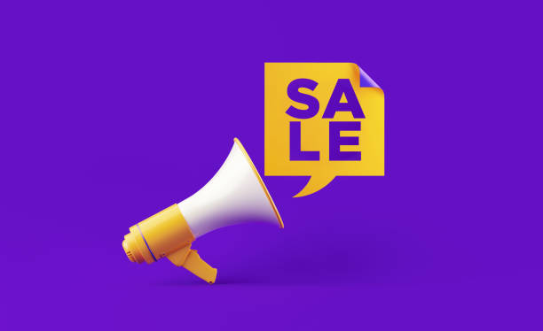 istock Yellow Megaphone And Sale Text On Purple Background 1149300638