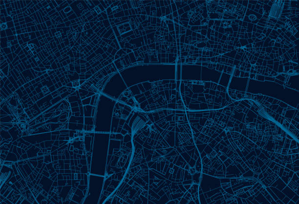 London City Map Geographical/Road map of London, UK london stock illustrations