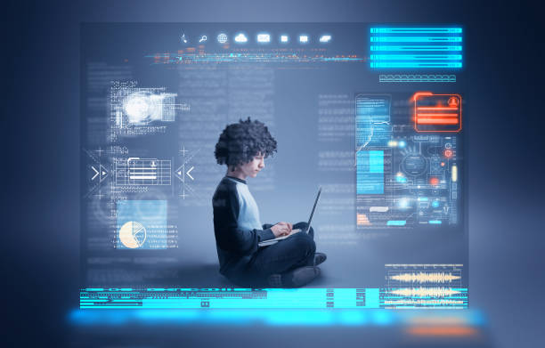 istock Businessman working on laptop .Futuristic user interface. 1149304817