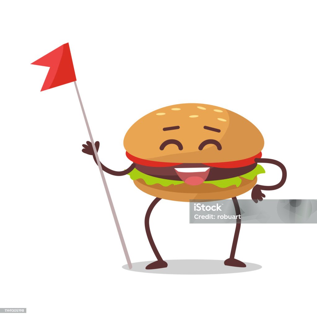 Nhân Vật Hoạt Hình Hamburger Hạnh Phúc Hình minh họa Sẵn có - Tải ...