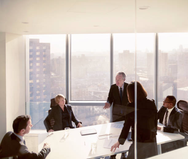 istock Business colleagues talking in meeting room 1149306467