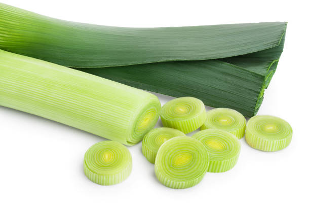 istock Leek vegetable with slices isolated on white background 1149306810
