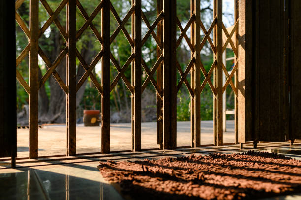 istock Aged of rusty asian gate with carpet 1149307037