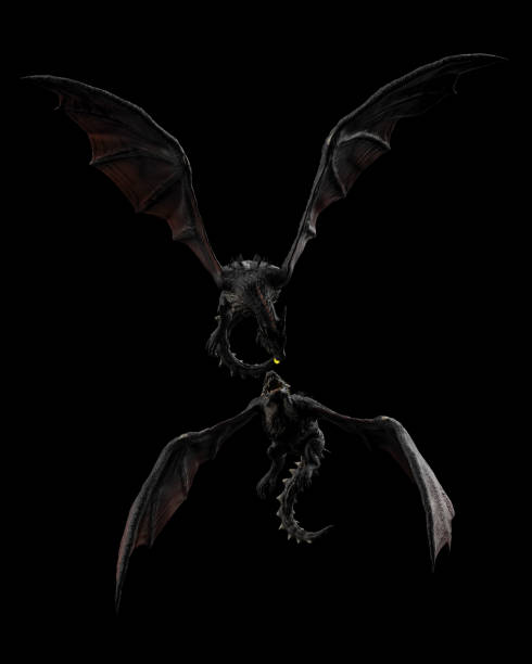 istock 2 dragon flying onr is above black background isolated 3d illustration 1149307795