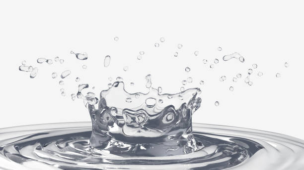 istock Water splash large ine with bubbles and ripples white background 3d render 1149307939