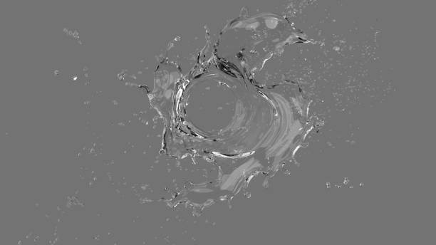 istock Water explossion whole in middle liquuid splash gray background 3d render 1149307968