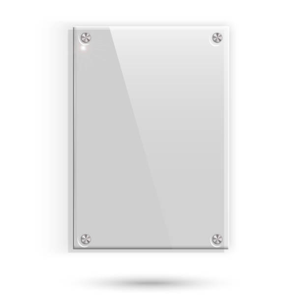 ilustraciones, imágenes clip art, dibujos animados e iconos de stock de placa de vidrio con sombra sobre fondo blanco - plaque