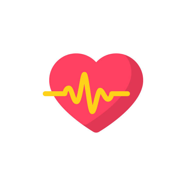 하트 비트 플랫 아이콘입니다. 완벽 한 픽셀. 모바일 및 웹에 적합 합니다. - heart stock illustrations