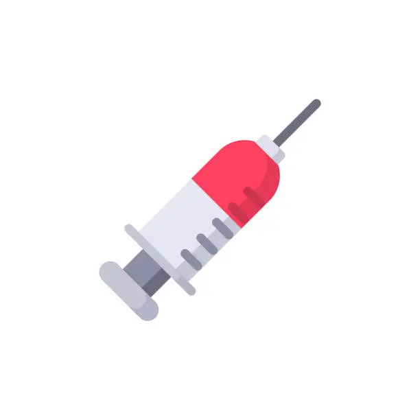 Vector illustration of Syringe Flat Icon. Pixel Perfect. For Mobile and Web.