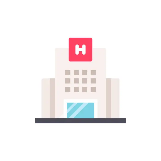 Vector illustration of Hospital Flat Icon. Pixel Perfect. For Mobile and Web.