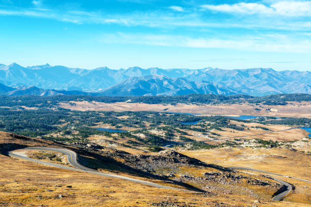 шошон национальный лесной вид - absaroka range стоковые фото и изображения