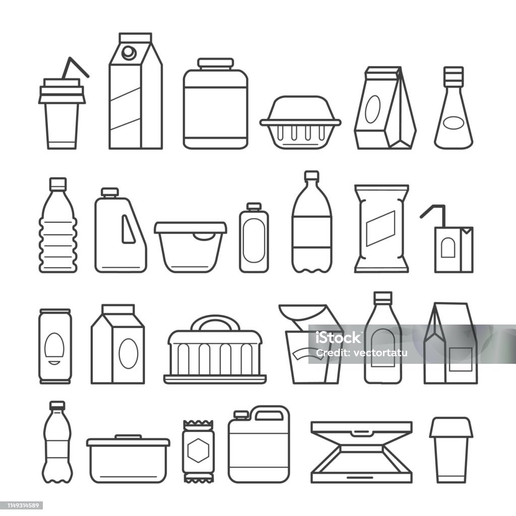 Symbole für Lebensmittelpakete - Lizenzfrei Icon Vektorgrafik