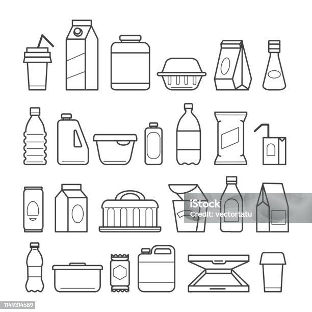 Symbole Für Lebensmittelpakete Stock Vektor Art und mehr Bilder von Icon - Icon, Verpackung, Speisen