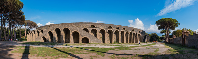 A panorama of the Amphitheater of Pompeii.