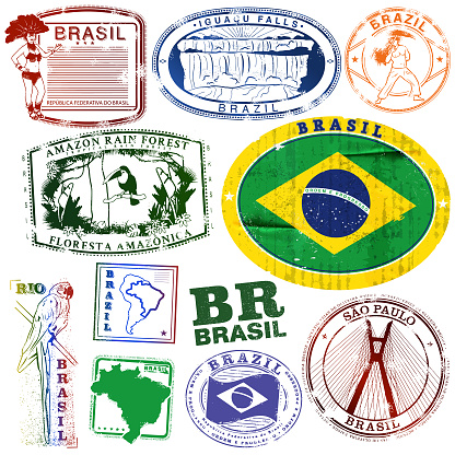 Vintage Brazil Travel Stamps