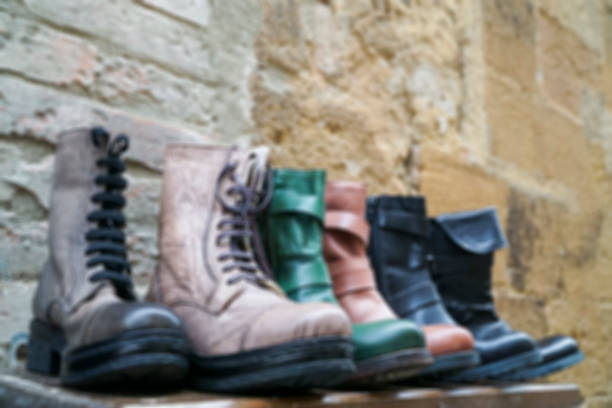 istock blurred background with colorful fashionable boots 1149317182