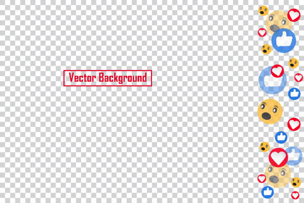 Social nets blue thumb up like, emoji and red heart floating web buttons isolated on transparent background. Like, emoji and heart icons for live stream video chat likes falling background Social nets blue thumb up like, emoji and red heart floating web buttons isolated on transparent background. Like, emoji and heart icons for live stream video chat likes falling background. Vector template facial expression stock illustrations