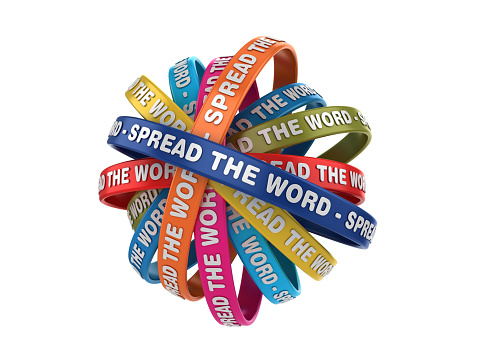 Circular Ribbons with SPREAD THE WORD Phrase - White Background - 3D Rendering