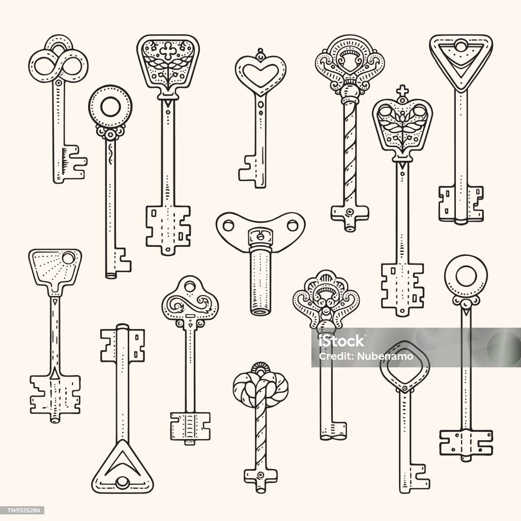 Ornamental Medieval Vintage Lock With Intricate Design Victorian Leaf  Scrolls And Hand Drawn Swirls Vector Stock Illustration - Download Image  Now - iStock