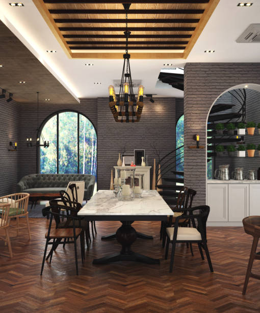 istock Cafe' design ,interior of English Country style, 3d Rendering 1149326813